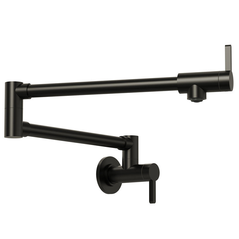 Modern Pot Filler Faucet, 2-Handle Wall Mount Kitchen Faucet for Stove, Matte Black