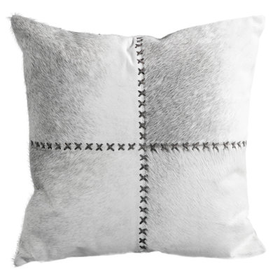  Cowhide Lumbar Cushion 12"x20" with Leather Stitching for Indoor Use