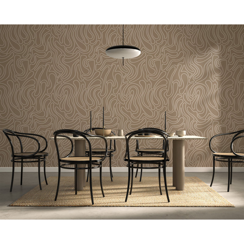Aire - Taupe Wallpaper by Sabrina Yvonne, Deep Taupe, Faux Grasscloth, Non-pasted