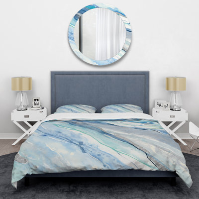 Blue Silver Spring II - Modern Lake House Duvet Cover Set - Microfiber Polyester