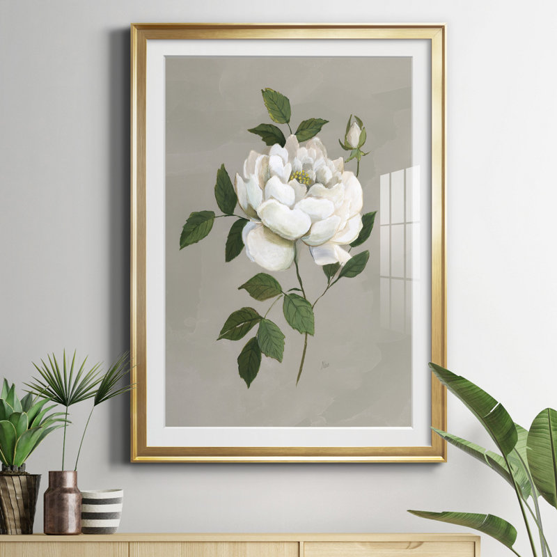 Rose botanique - reproduction d'art encadrée, H 30,5 po x l 42,5 po x P 1,5 po, Doré