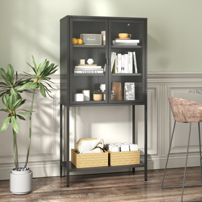 59"H Metal Storage Cabinet,Sideboards & Buffet,Display Storage Cabinet Tall Bookcase Bookshelf Cabinet