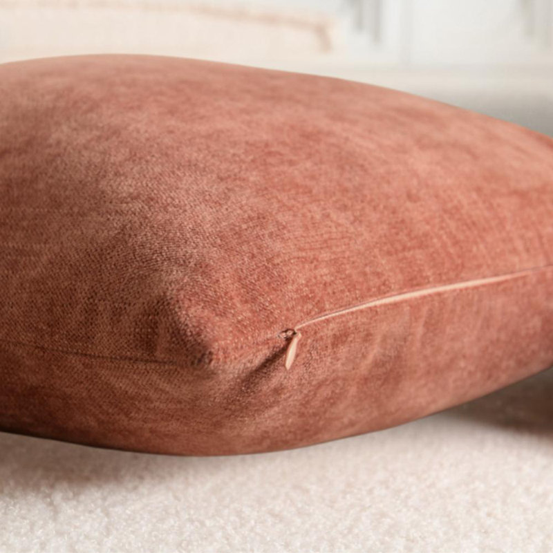 Soft Textured Slub Chenille Solid Cushion Cover Cozy Neutral Farmhouse Decorative Pillow Covers, Rectangular 12"H x 20"W