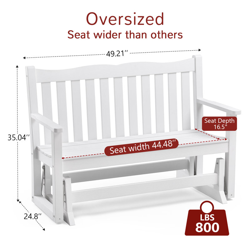 49.21" Outdoor Glider Bench, White