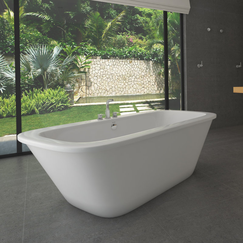 Placencia 66" x 36" Freestanding Soaking Acrylic Bathtub, White