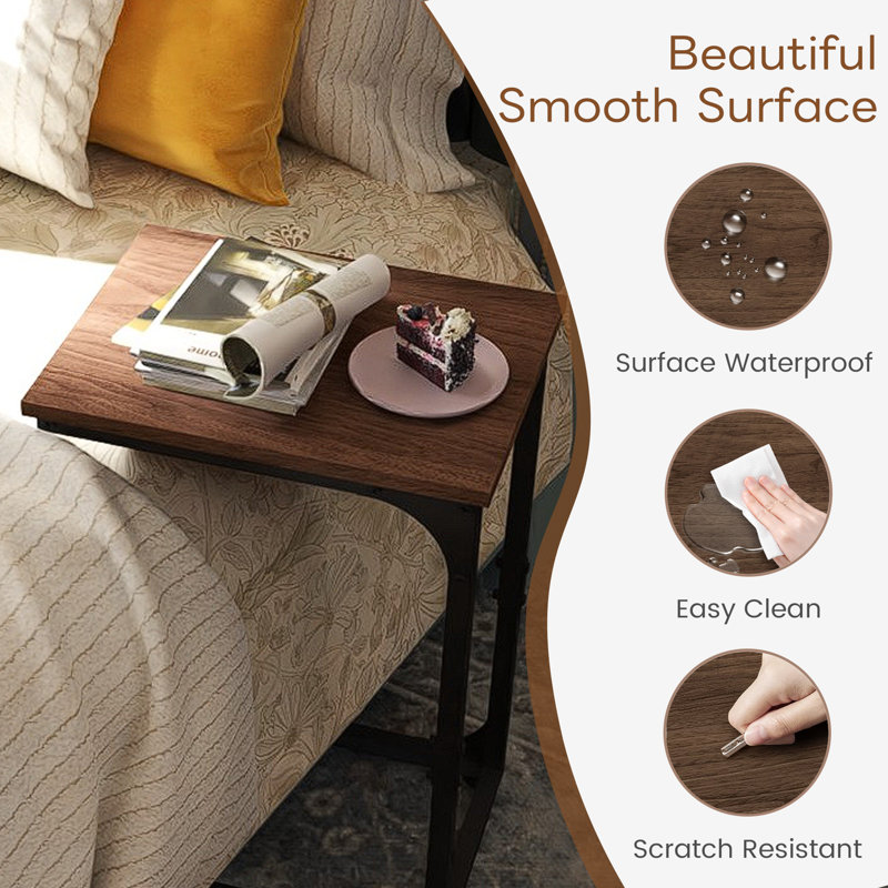 C-Shaped End Table, Brown Wood/Black, Individual