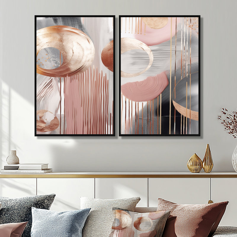Whispers Of Marble V - Abstrait marbré, impressions sur toile 2 pièces, H 36 po x l 48 po, Impression encadrée flottante