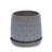 Handmade Gray Glazed Ceramic Planter Set Of 2, 6" & 8" Diameter, Vertical Ribbed Pattern, For Succulents & Herbs Indoor/Outdoor Shelf & Table Use, Breathable Clay With Saucers-1728236717