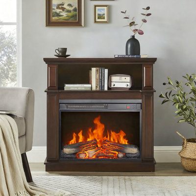 Foyer électrique encastrable 23 pouces, flamme réaliste, bûche, télécommande, minuterie, protection contre la surchauffe, chaleur de 1400 W, 5000 S par heure, 11 réglages de température, source DEL 50 000 heures, 4 réglables