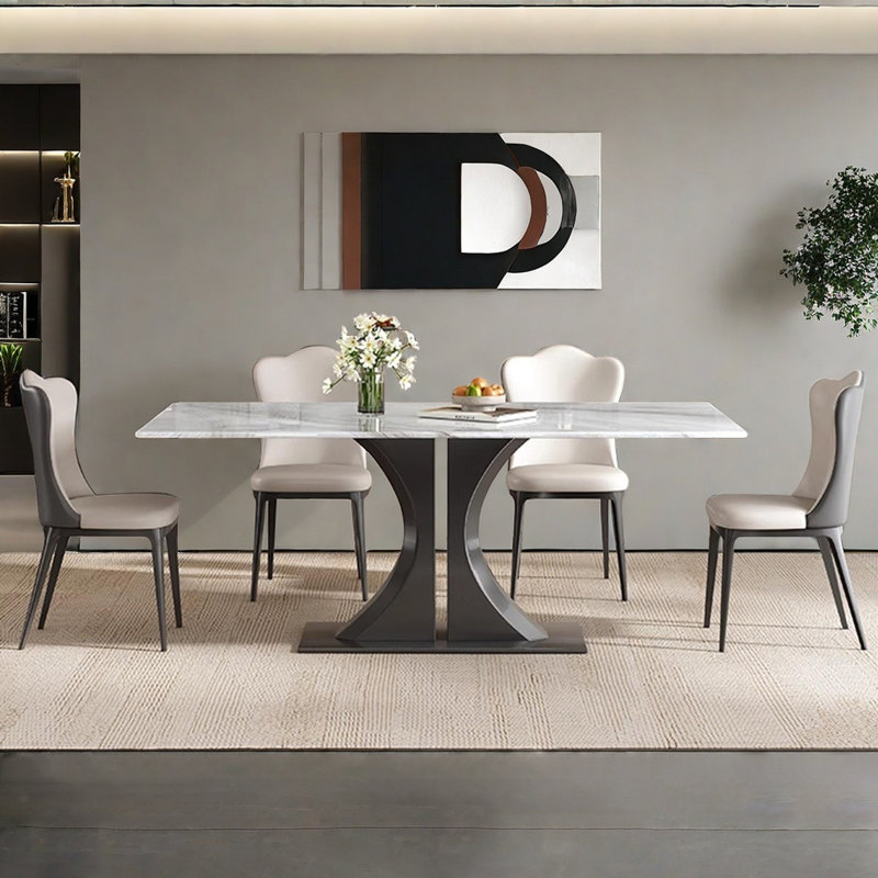 Luxury Microlite Rectangular Dining Table Sets, 29.5"H x 70.8"L x 35.4"W