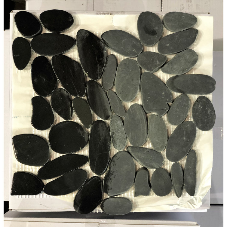 Poppy Seed Random Sized Natural Stone Mosaic Tile in Green