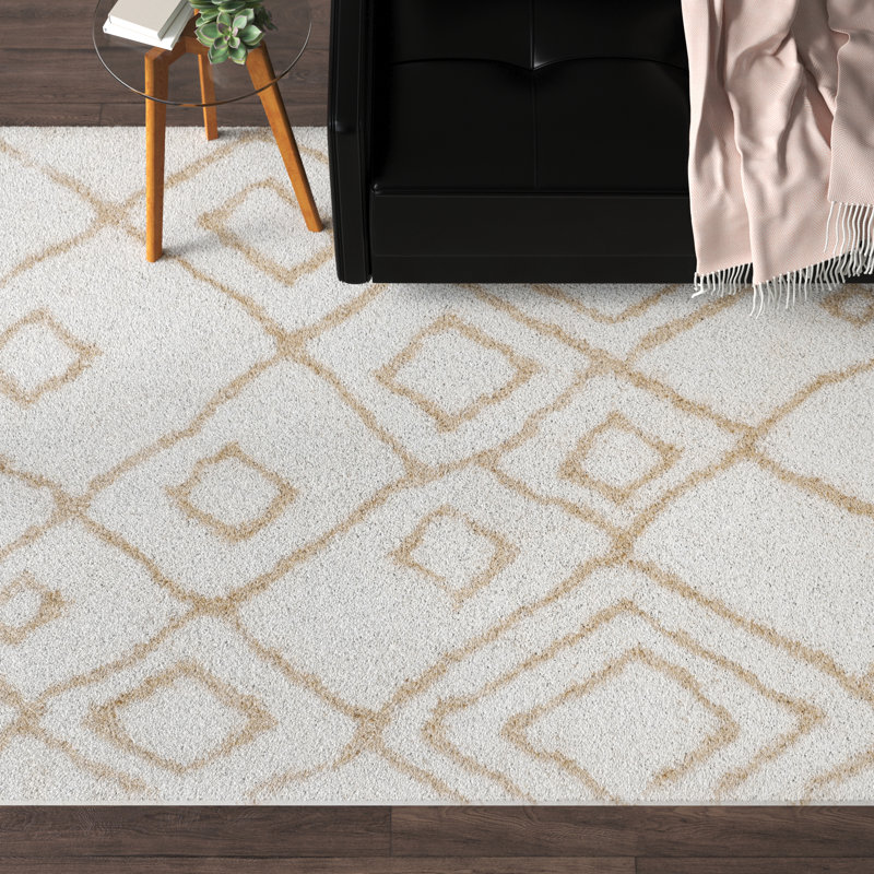Aderita Toronto Shag Hand Tufted Performance Geometric Rug, Rectangle 5' x 8'