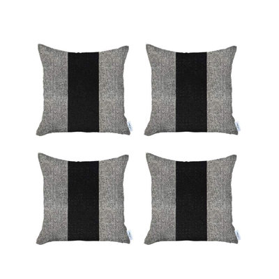 Ensemble de quatre coussins décoratifs à fermeture à glissière en polyester faits à la main 18 po x 18 po