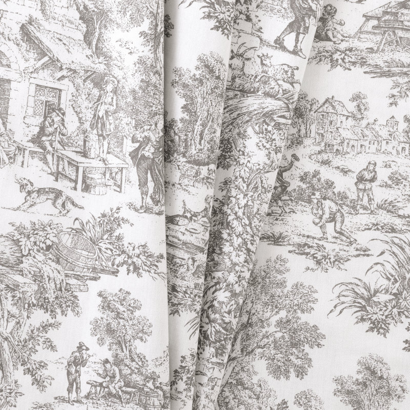 Amelie Cotton Toile Tailored Window Valance, Grey