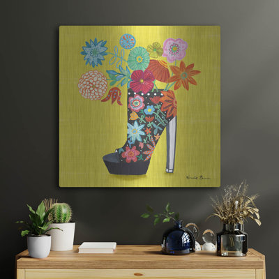 Art mural en métal luxueux «Love Shoes 2 Bright» par Farida Zaman, 24 po x 24 po