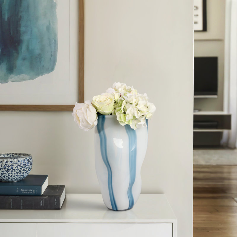 Caya Beldan Blue Glass Vase, 14" H X 9" W X 8" D