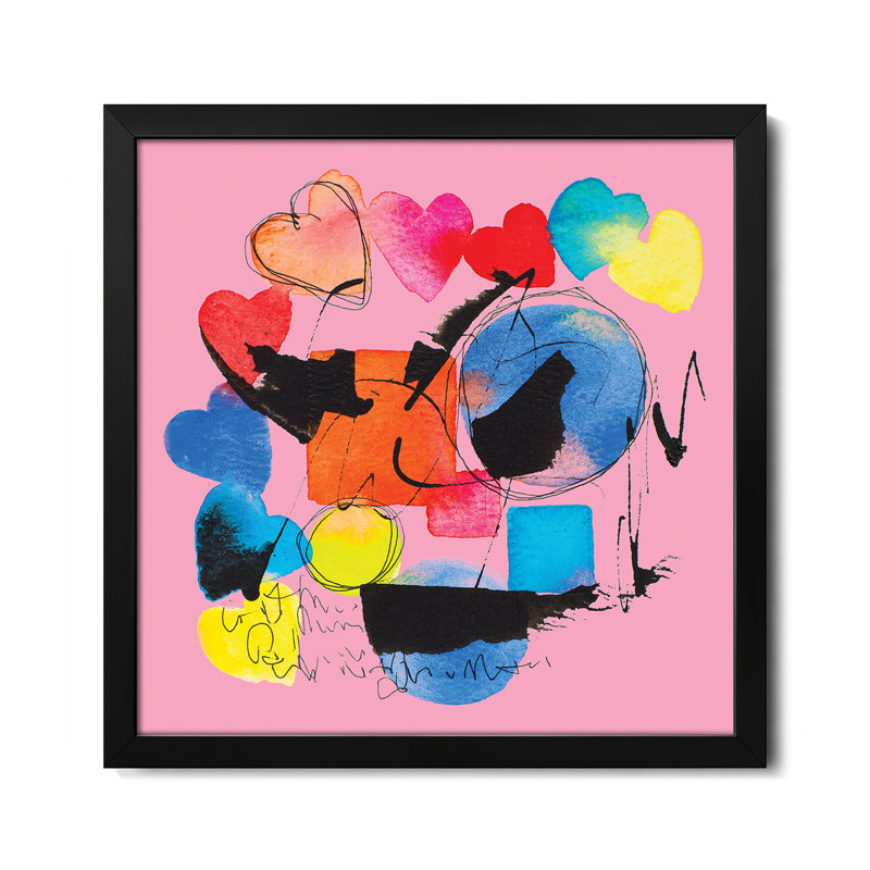 Splash of Hearts on Pink - reproduction d'art murale - affiche de galerie, H 24 po x l 24 po