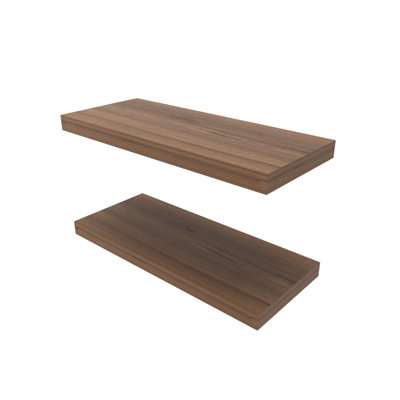 Natural Walnut Floating Wall Shelf - Contemporary Wood-Look Storage Unit - 31.5 x 9.8 x 1.5 Inches