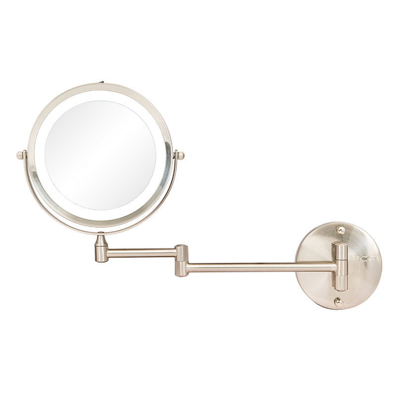 Metal Round Mirror, 11.25" x 16.5", Satin Nickel