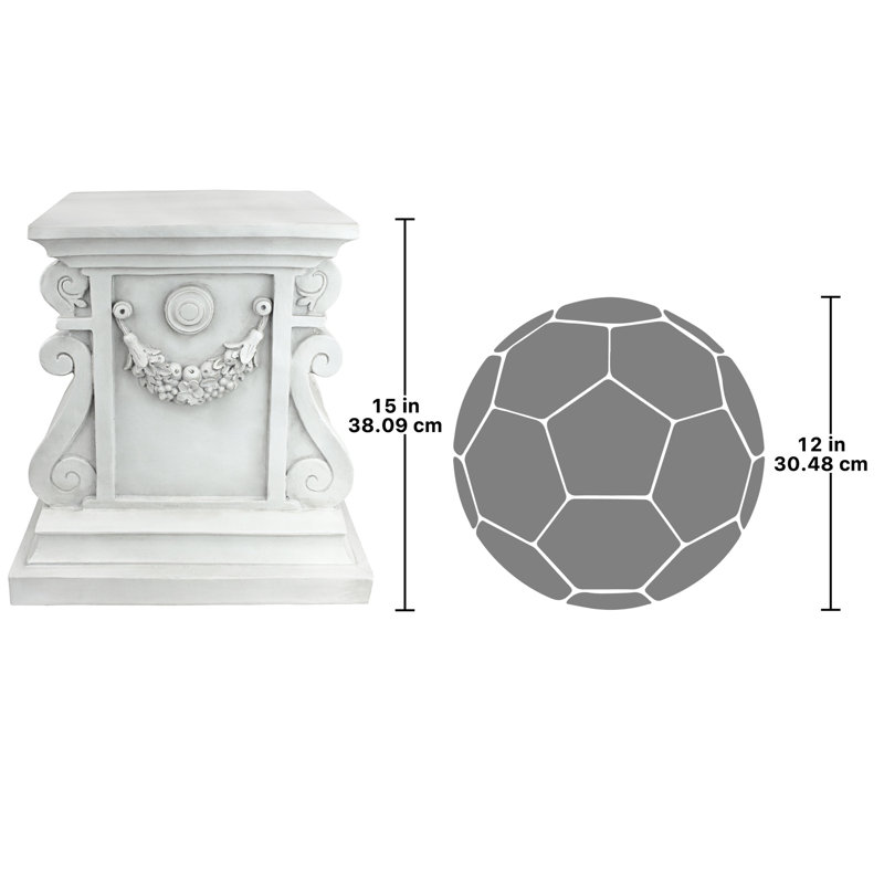 Piédestal classique de jardin statuaire, H 15 po x l 15 po x 14,5 po