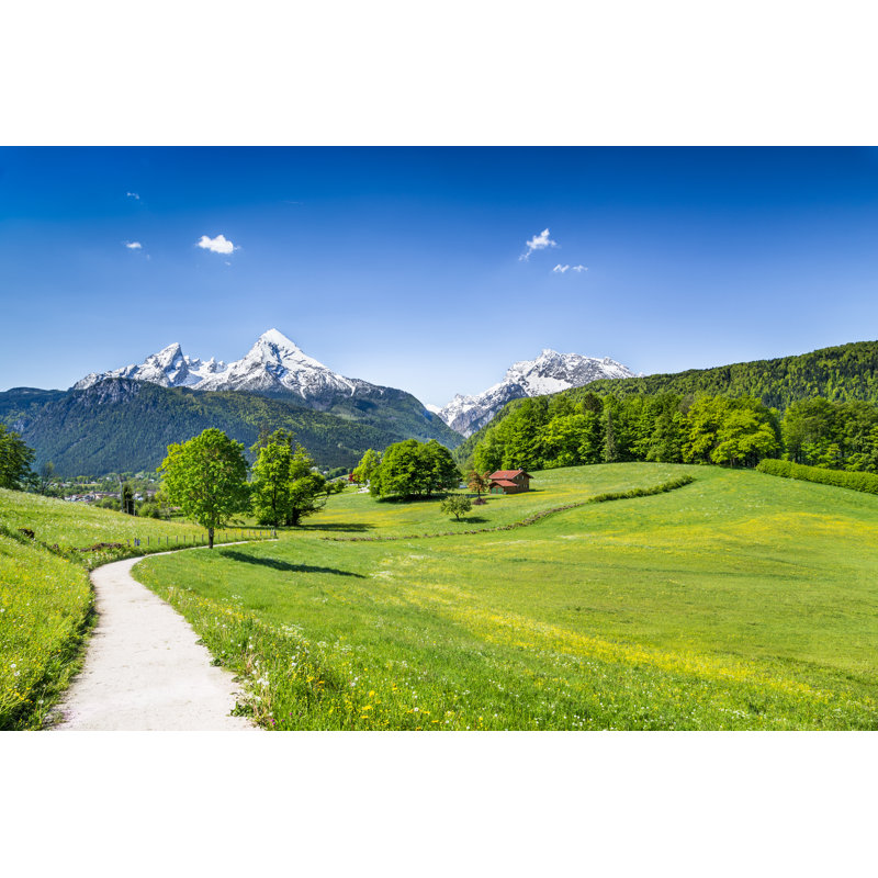 Idyllic Summer Landscape In The Alps - Wrapped Canvas Print, 30cm H x 46cm W x 3.8cm D