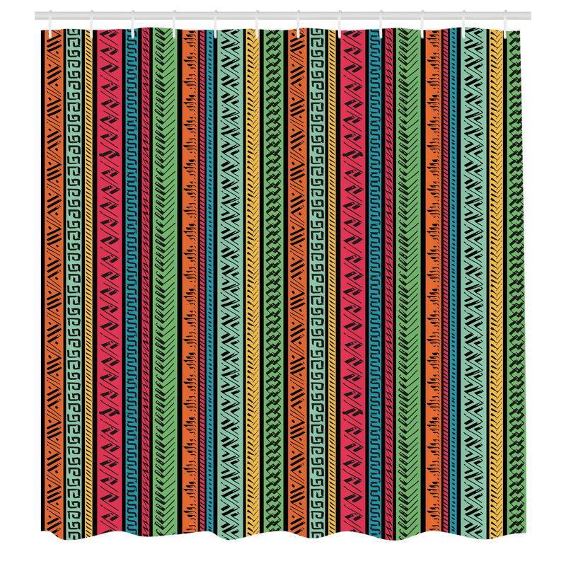 Dakota Fields Hippie Shower Curtain Native Borders Multicolor, 70"H x 69"W