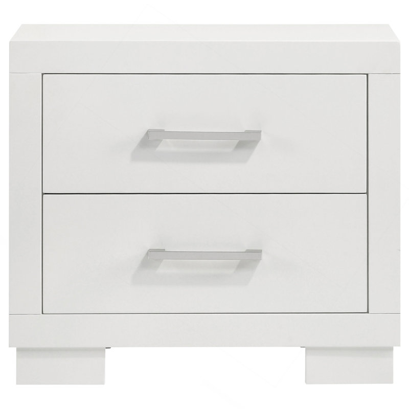Copper White 2-Drawer Rectangular Nightstand With Bar Handle Pulls
