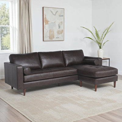 Allayah 101" W Genuine Leather Reversible Sofa & Chaise,Sectional Couch