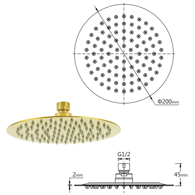 Rain Shower Head, Brushed Nickel