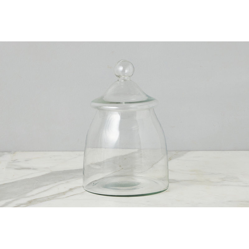 Bonbonnière vintage en verre de style bistro français avec couvercle - 16,8 cm L x 13 cm l x 25,4 cm H, Médium