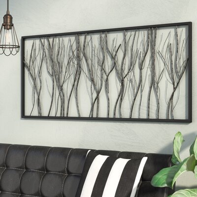 Metal Distressed Dimensional Branch Tree Home Wall Decor with Black Frame -  17 Stories, STSS6525 43156202