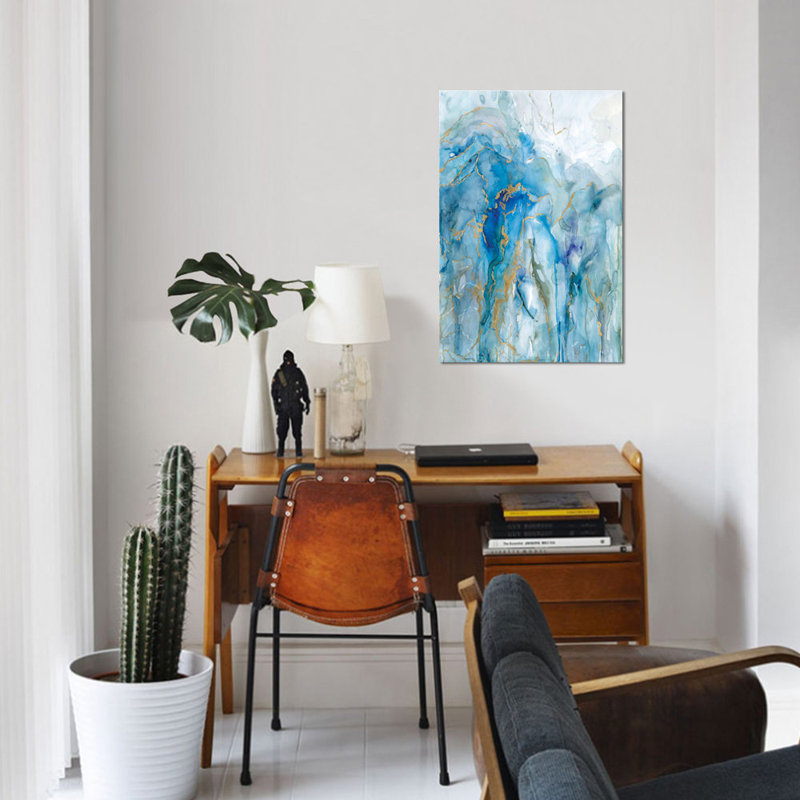 «Abstract Lapis» par Carol Robinson - reproduction d'art sur toile tendue, H 26 po x l 18 po x P 1,5 po, Toile tendue