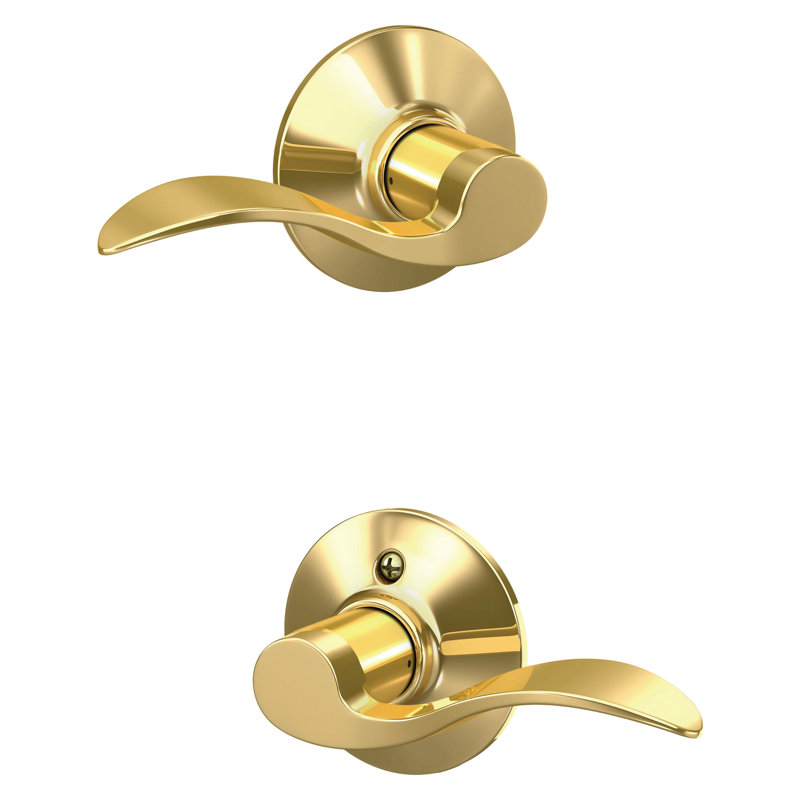 Accent Lever Hall and Closet Lock, Bright Brass