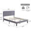 Structure de lit plateforme grand avec tête de lit tapissier en velours et support en lattes de bois, sommier à ressorts / pas de sommier nécessaire-458787140-458787141