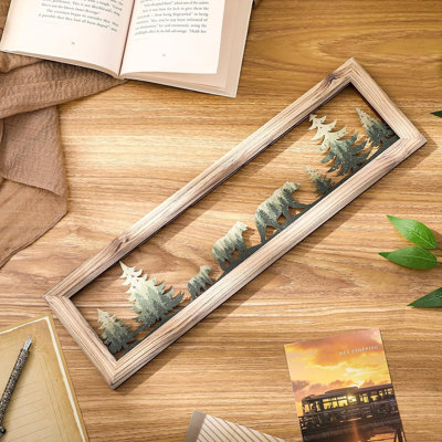 Woodland Bear Wall Art – Rustic Metal & Wood – 16-Inch Framed Wildlife Decor For Cabin, Farmhouse, Or Lodge Style Rooms