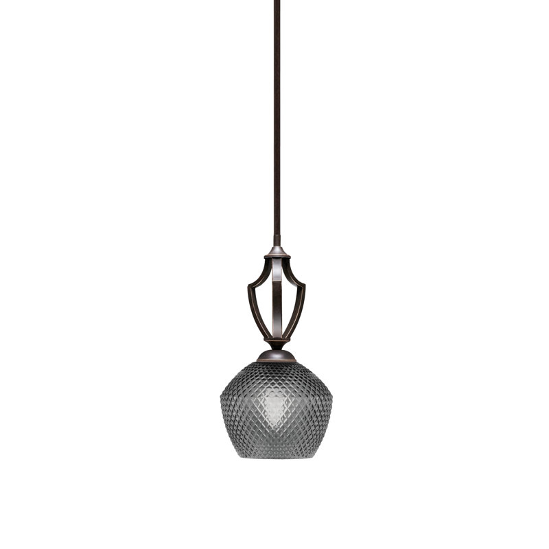 Mini-luminaire suspendu Shutesbury, verre fumé 6 po, Clair