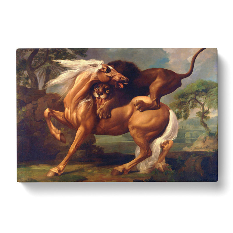 Lion Attacking A Horse by George Stubbs - Wrapped Canvas Print, 50cm H x 76cm W x 3cm D