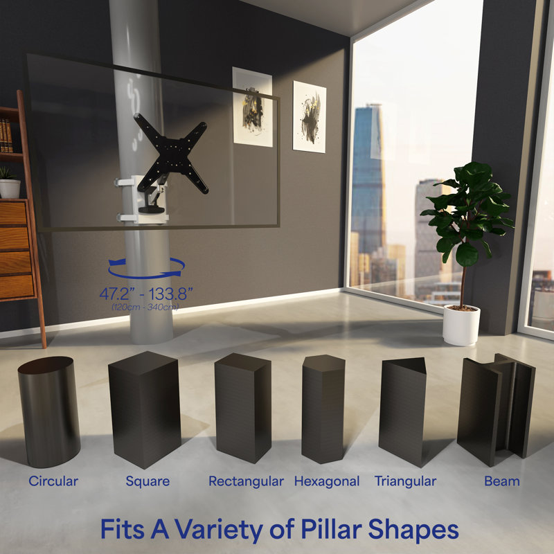 Silver Adjustable Column TV Mount with Pneumatic Arm