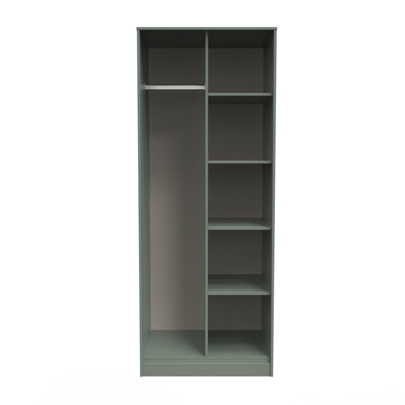 Fully Assembled 2 Door Wardrobe, 183cm H x 74cm W x 53cm D, Reed Green