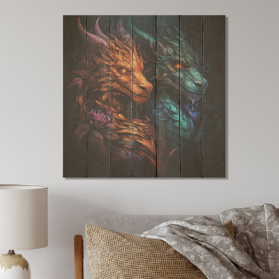 Dragon de feu qui crache du feu I - Dragons sur bois