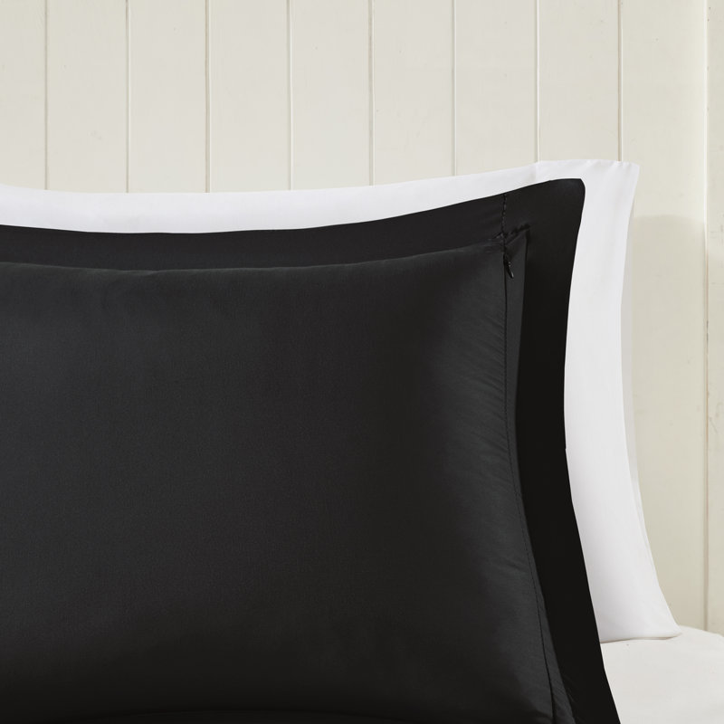 Larkspur 3M Scotchgard Reversible Down Alt Comforter Set, Twin/Twin XL Comforter + 1 Standard Sham, Black