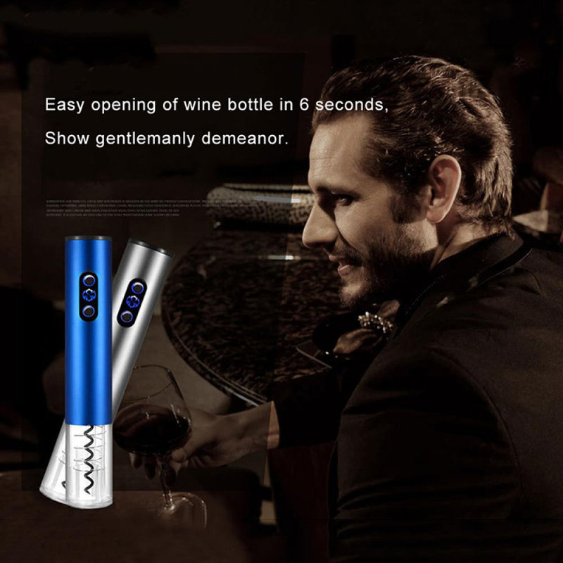 Malcolm Stainless Steel Electric Wine Opener, Blue