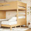 Lit simple superposé au-dessus de grand lit simple avec garde-robe et espaces de rangement intégrés, lit superposé en bois massif avec garde-corps, escalade enfantine et lattes améliorées-133239068