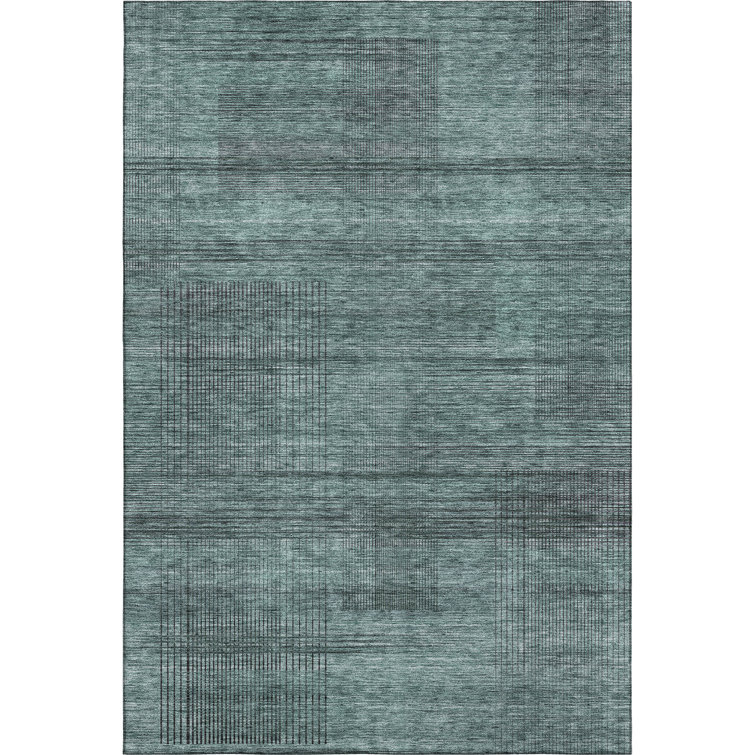 Premium Machine Washable Prisco Teal Rug