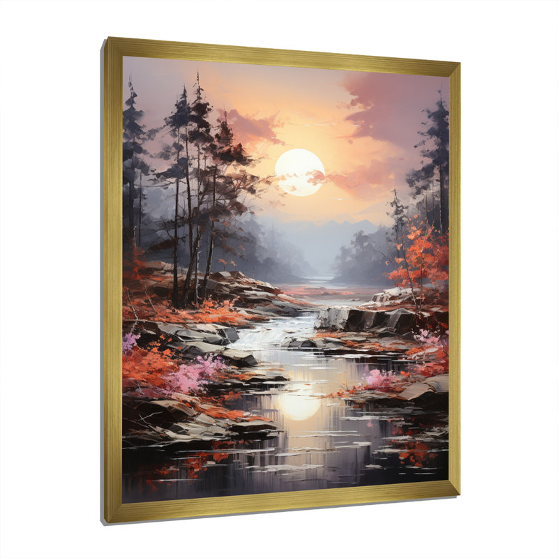 «Lucilia Romantic River Landscape Représentes II», reproduction sur toile, H 40 po x l 30 po x P 1,5 po, Encadrement doré