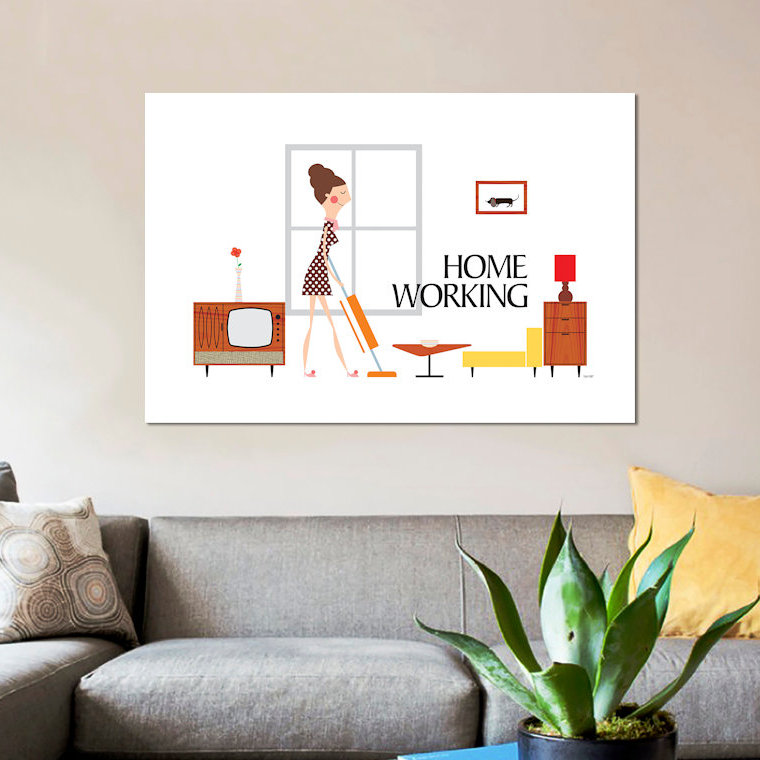 « home working », impression sur toile, H 26 po x l 40 po x P 1,5 po, Toile tendue