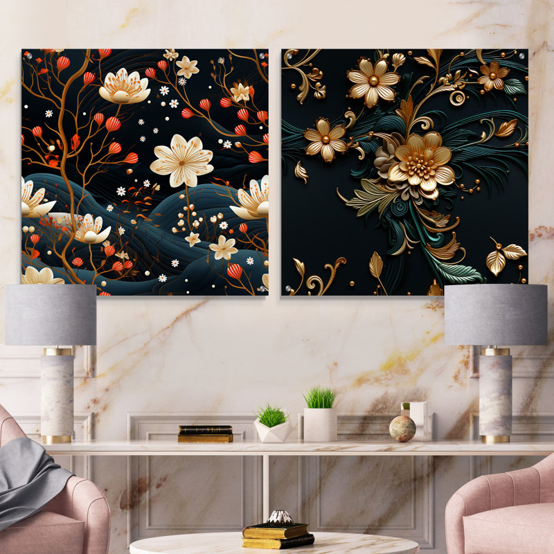 Astorga - Ensemble de 2 art mural en verre acrylique, H 36 po x l 73 po