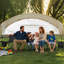 Banc pliable pour 6 personnes avec parasol, compartiments de rangement, porte-gobelets et protection tout autour, structure stable pour le sport, poches pour personnes portatives légères, conception confortable