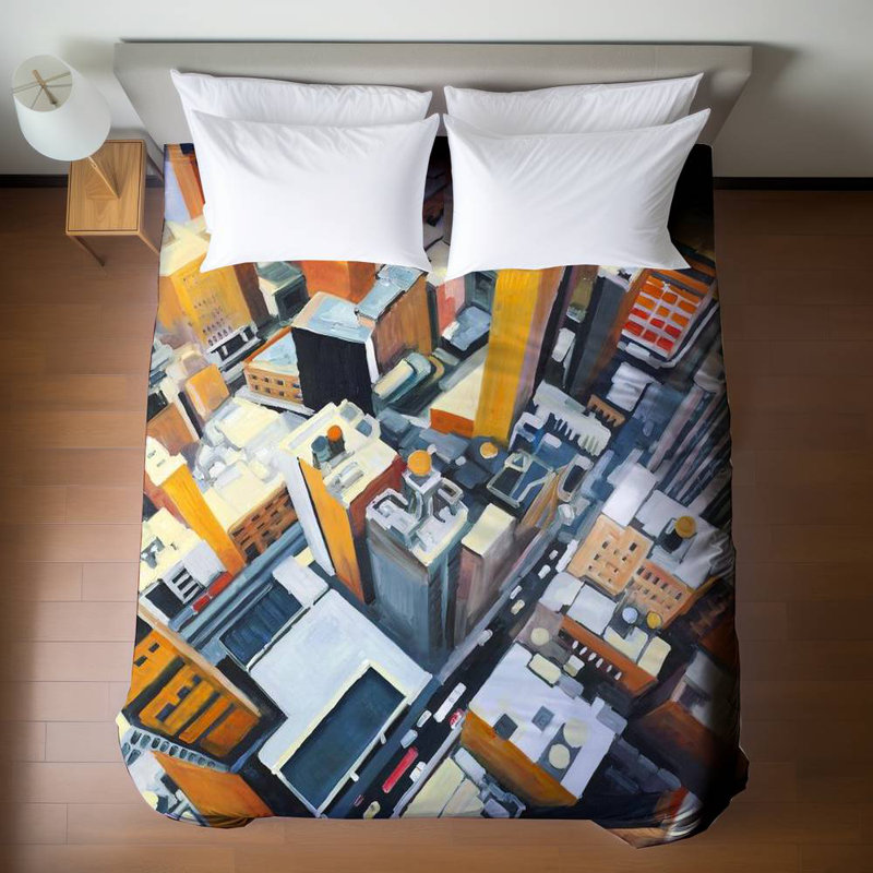 Building Cities Industrial Duvet Cover - NYC High Top View