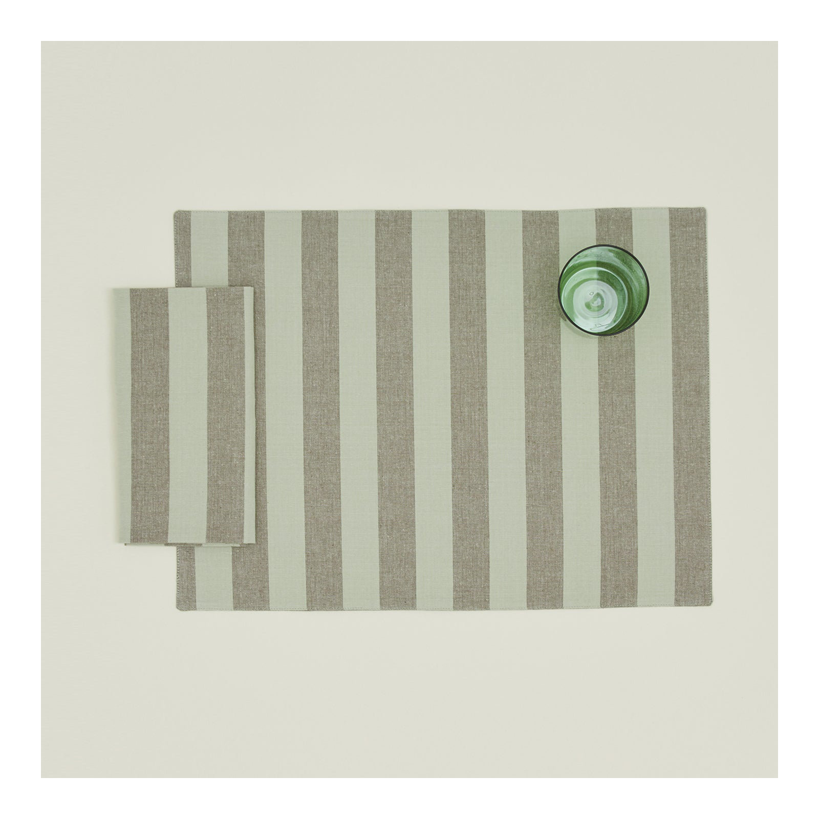 Essential Striped Placemat - Set Of 4, Sage/Olive